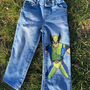 Custom painted denim jeans